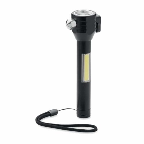 Linterna de aluminio 3 en 1 con martillo de emergencia