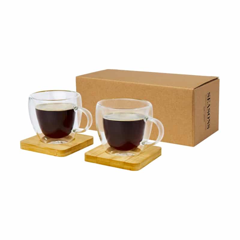 Tazas de Vidrio doble pared 100 ml packaging