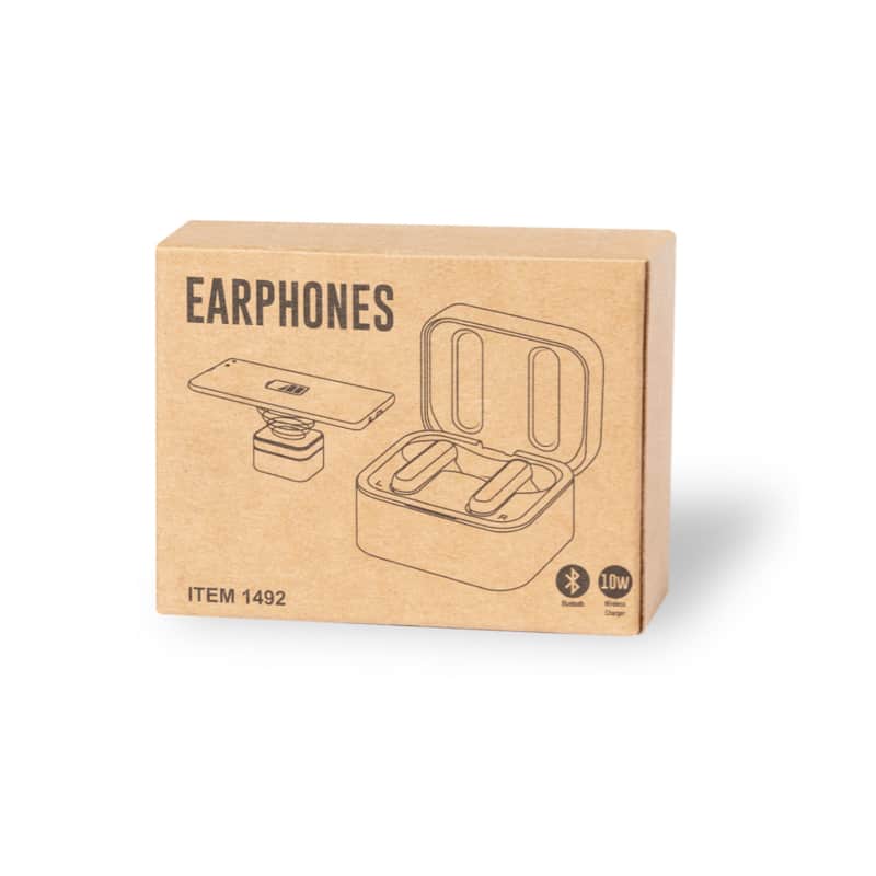 Auriculares Cargador Bambú packaging