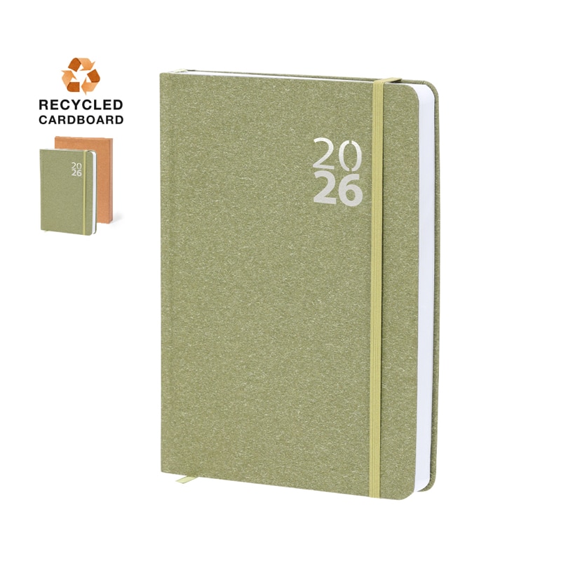 Agenda A5 en Cartón Reciclado con Elástico y Caja Kraft