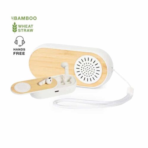 Auriculares altavoz fabricados en bambú y caña de trigo