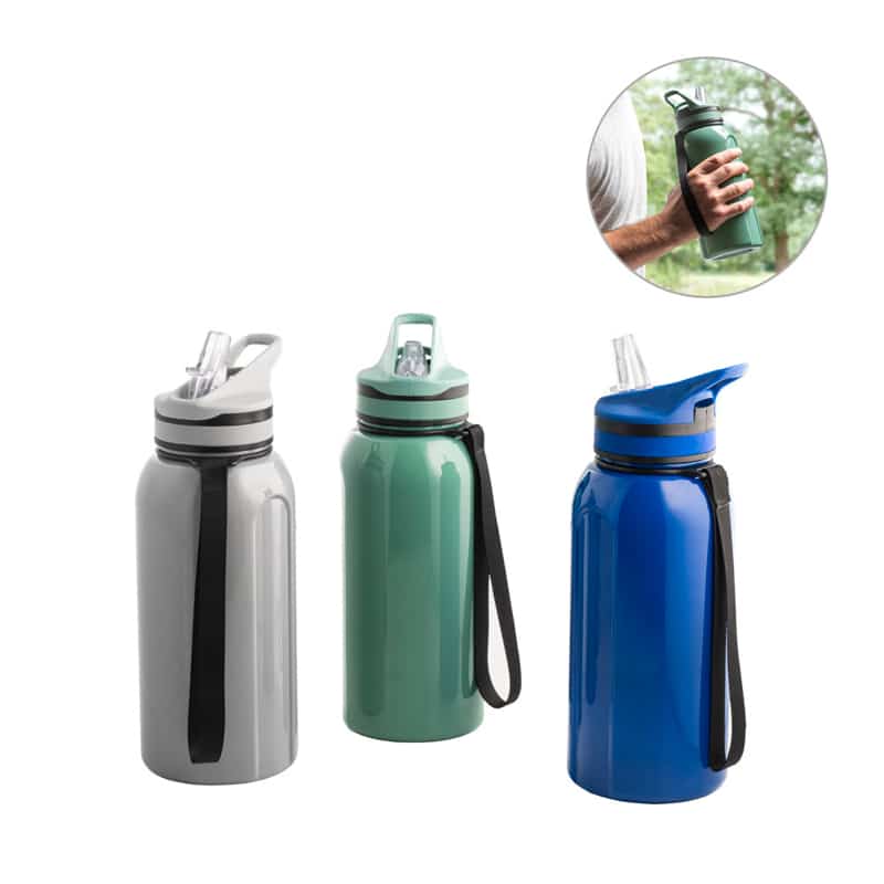 Botella deportiva con pajita interna colores