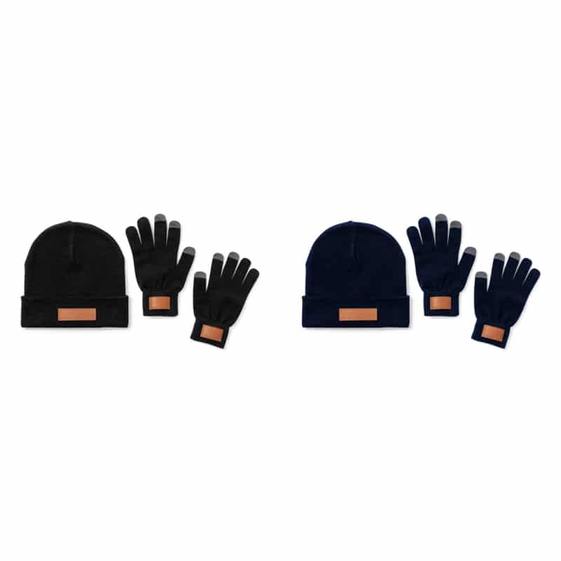 Set de gorro y guantes personalizados colores