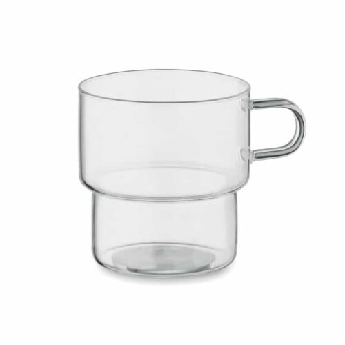 Taza apilable de cristal de borosilicato