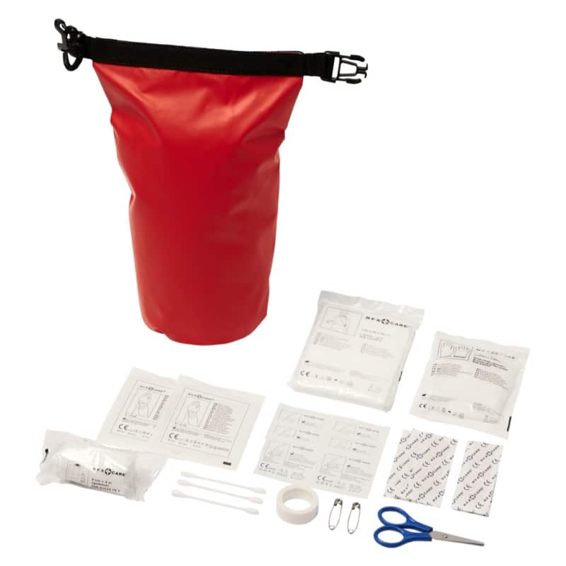 Bolsa impermeable con 30 elementos de primeros auxilios