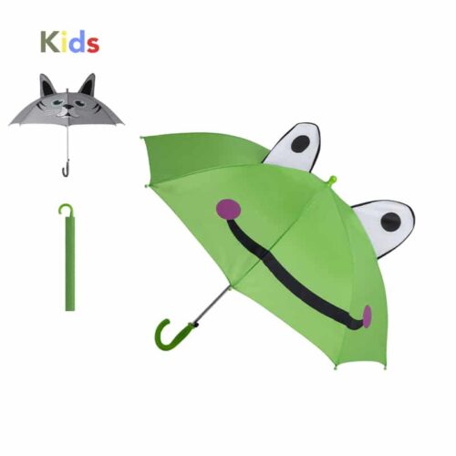 Paraguas infantil con divertidos diseños de gato y rana