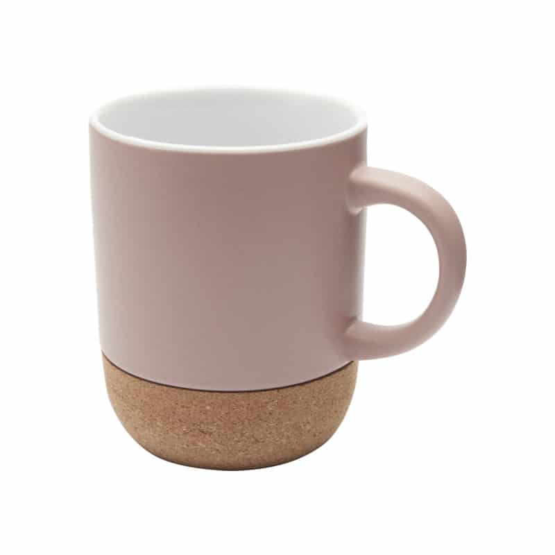 Taza de cerámica con detalle de corcho en el fondo