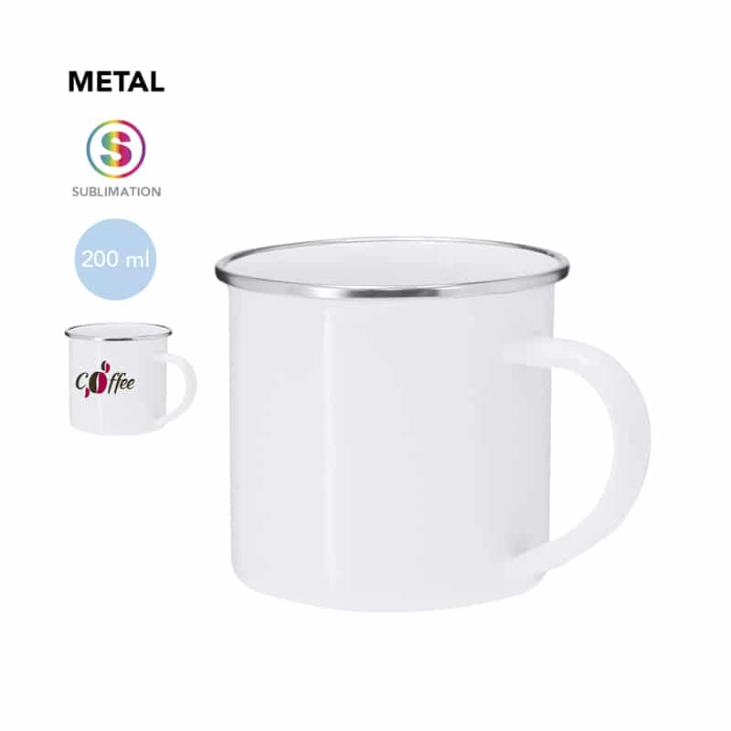 Taza metálica de 200ml de capacidad con diseño vintage