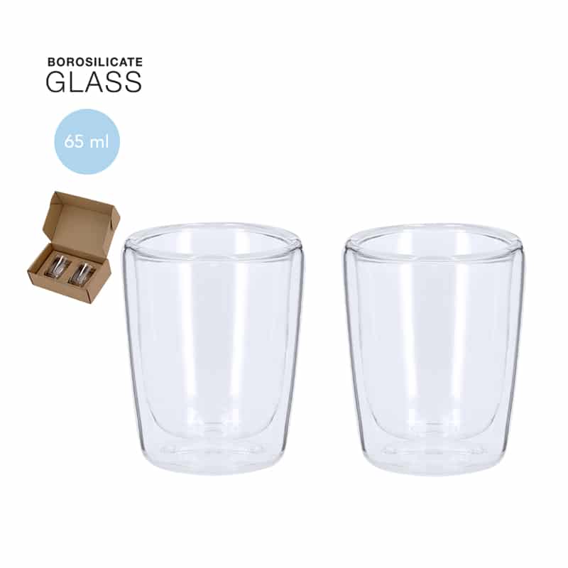set de vasos de cristal de borosilicato de doble pared