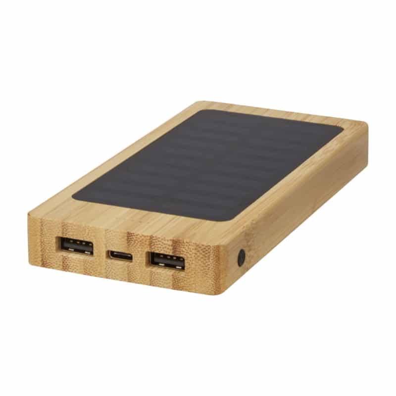 Batería externa solar de bambú de 8000 mAh
