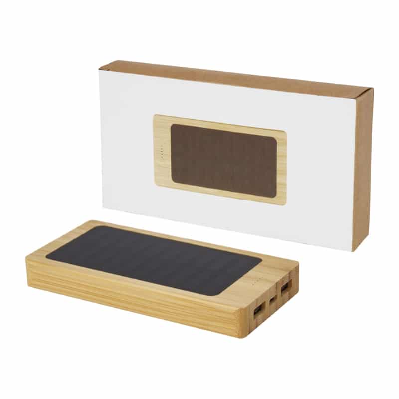 Batería externa solar de bambú de 8000 mAh_1