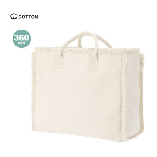 Bolsa con Flecos en Algodón 360 g:m² con Asas Cortas