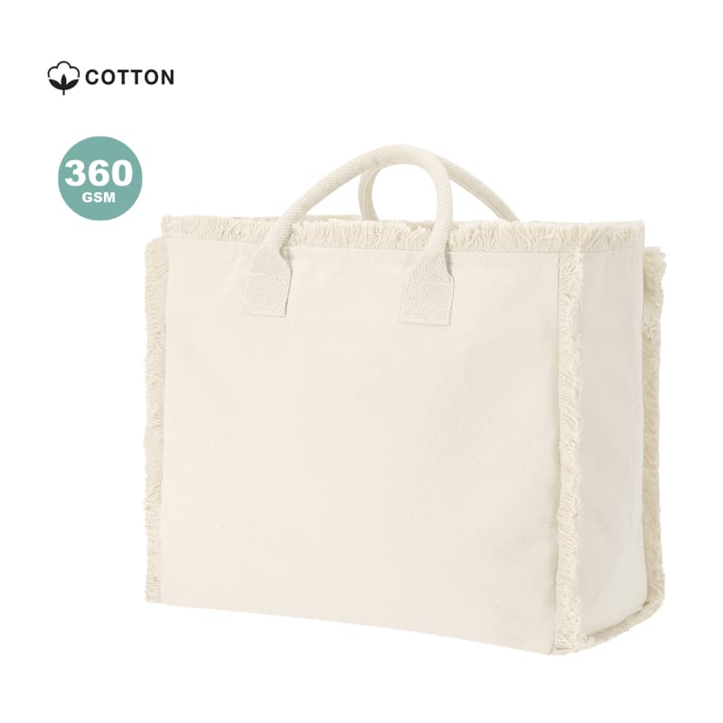 Bolsa con Flecos en Algodón 360 g:m² con Asas Cortas