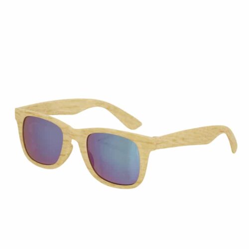Gafas de Sol con Montura Estilo Madera y Lentes Espejo Verdes