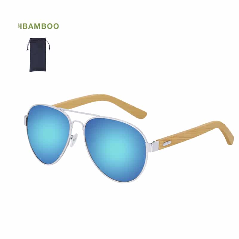 Gafas de Sol con Varillas de Bambú y Montura Metálica