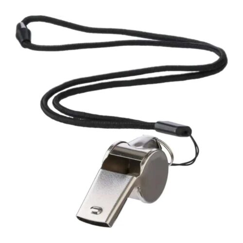 Silbato de metal con cordón de poliéster