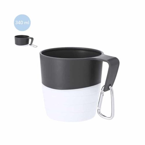 Taza Plegable de Silicona con Asa Rígida y Mosquetón