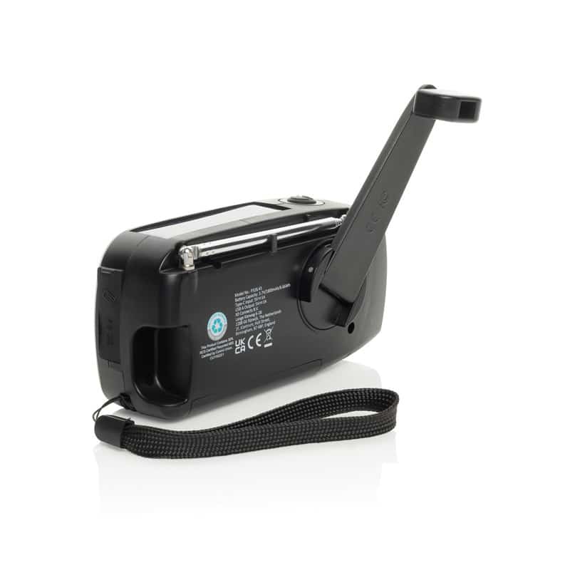 Radio de emergencia solar y USB con linterna integrada