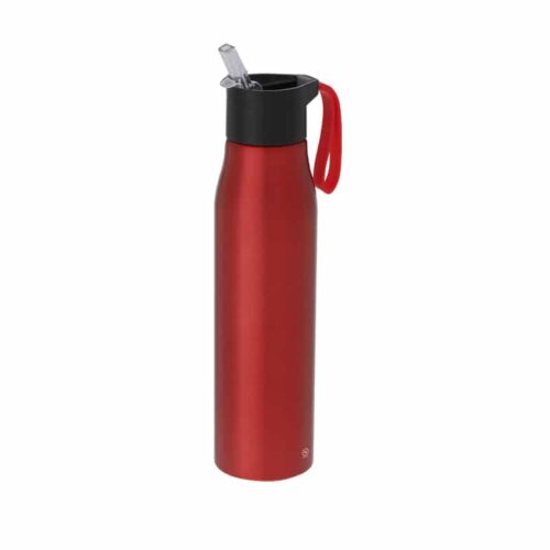 Bidón 700 ml en Aluminio Reciclado con Pajita y Correa de Silicona