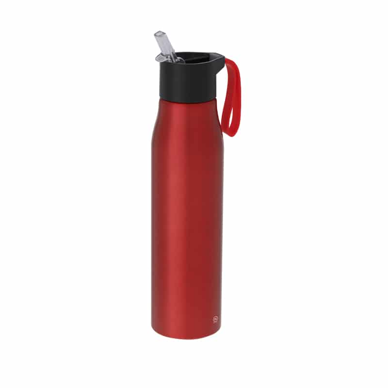 Bidón 700 ml en Aluminio Reciclado con Pajita y Correa de Silicona