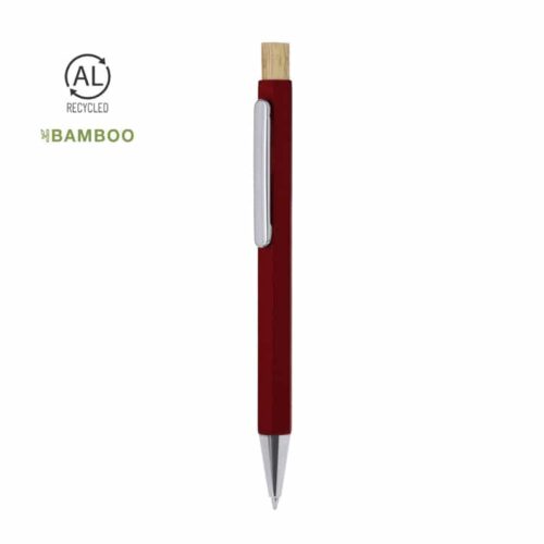 Bolígrafo Hexagonal en Aluminio Reciclado con Pulsador de Bambú