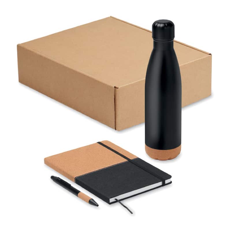 Set de Regalo con Botella 500 ml, Libreta A5 RPET y Bolígrafo de Aluminio