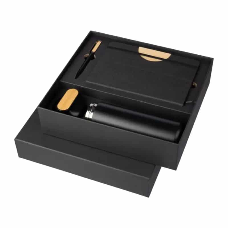 Set de Regalo con Termo 640 ml, Bolígrafo y Cuaderno rPET con Bambú