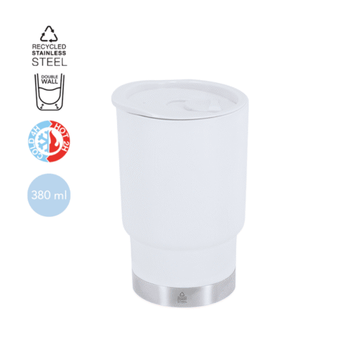 Vaso Térmico 380 ml en PP Reciclado y Acero Inoxidable de Doble Pared