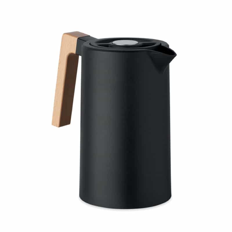 Jarra térmica de acero inoxidable reciclado con asa de madera