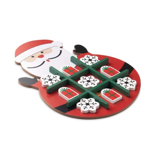 Juego de Tres en Raya de Madera con Diseño Navideño
