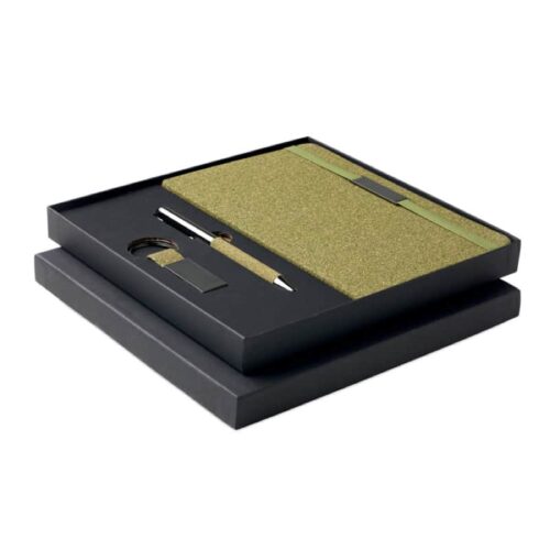 Set de libreta A5, bolígrafo y llavero ecológico