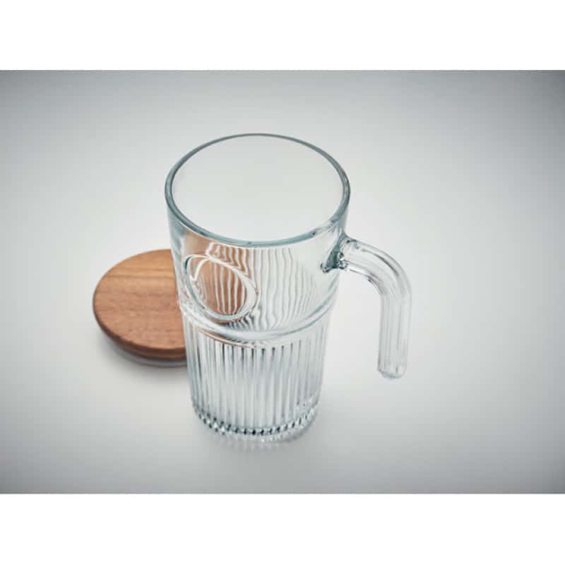 Taza Grande de Cristal con Tapa de Acacia 450 ml_2