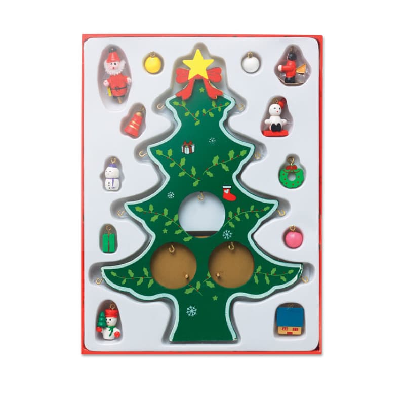 Árbol de Madera con 12 Adornos Navideños_2