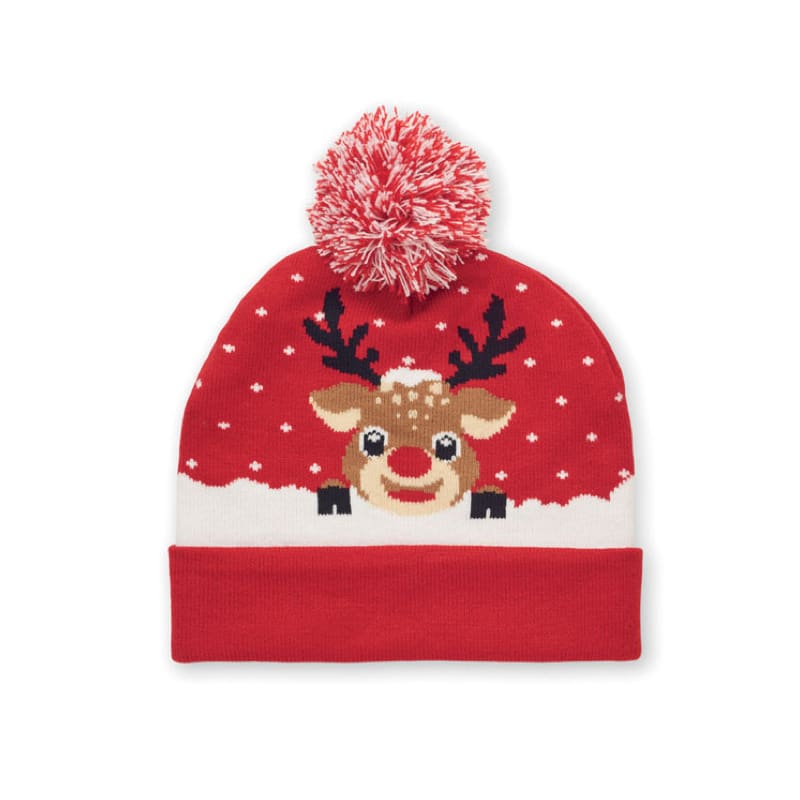 Gorro de Punto Navideño con Puño y Borla (Acrílico)