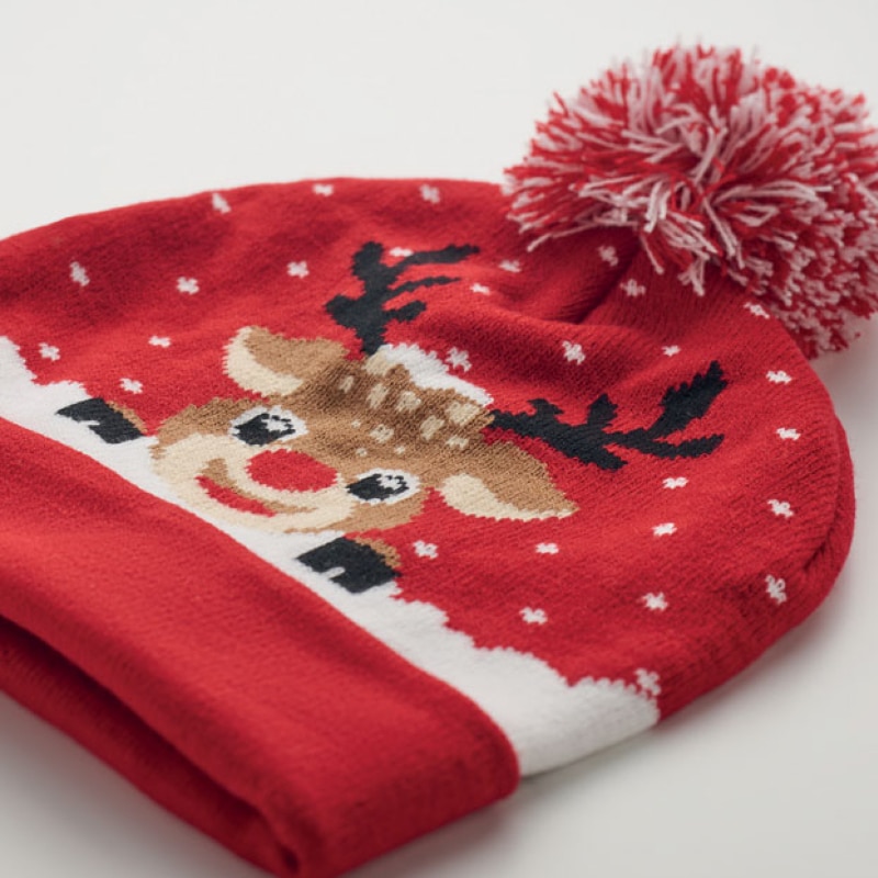 Gorro de Punto Navideño con Puño y Borla (Acrílico)_1