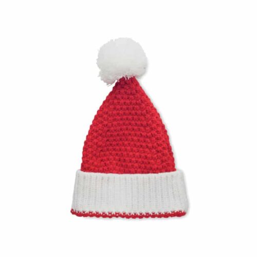 Gorro de Punto Navideño con Puño y Borla en Acrílico Suave
