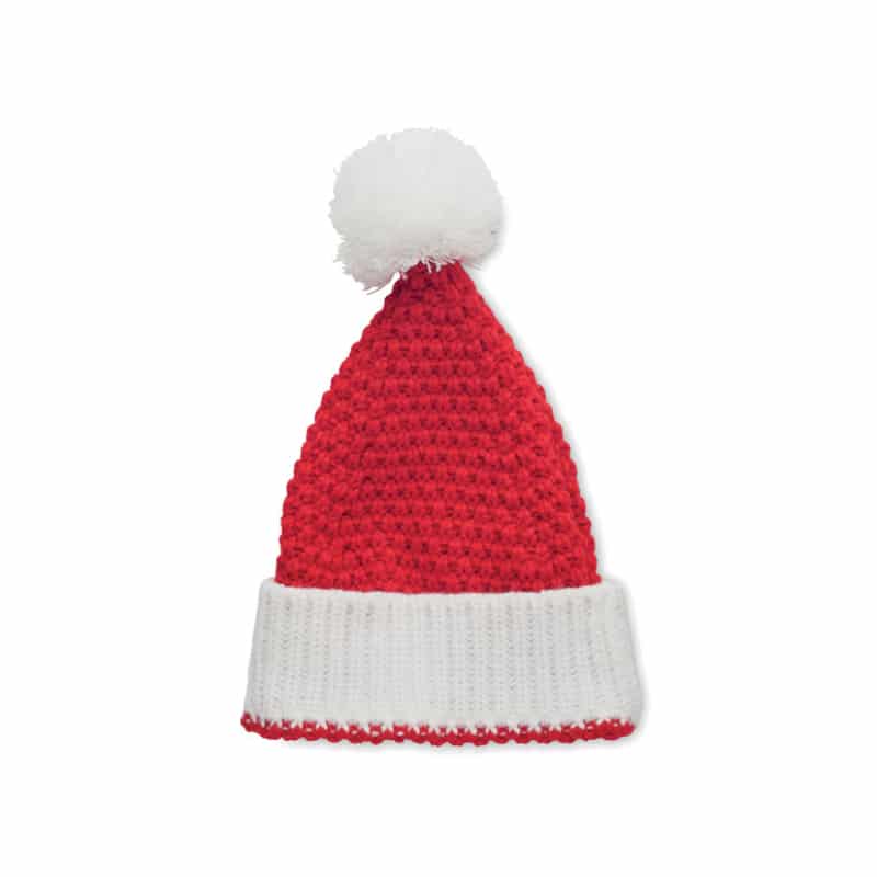 Gorro de Punto Navideño con Puño y Borla en Acrílico Suave