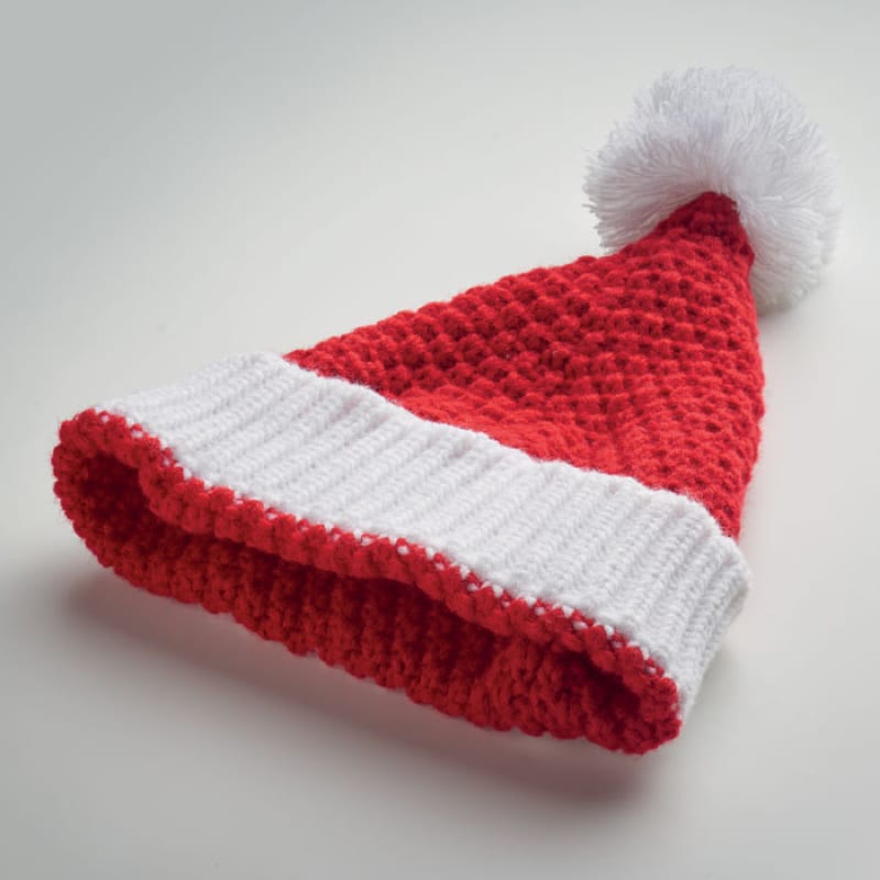 Gorro de Punto Navideño con Puño y Borla en Acrílico Suave_1
