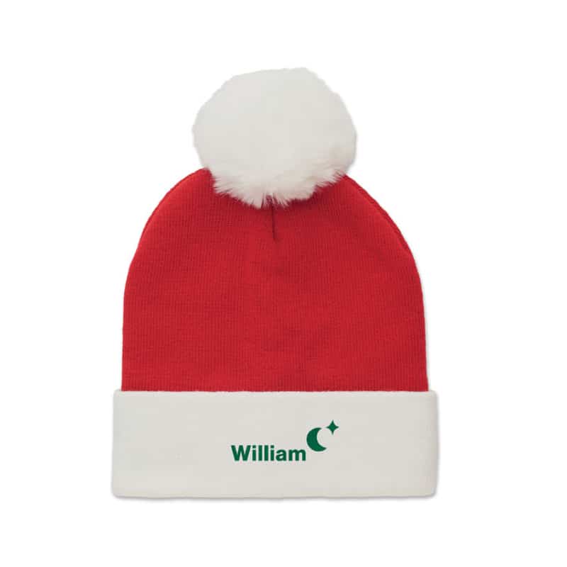 Gorro navideño de punto con puño y borla
