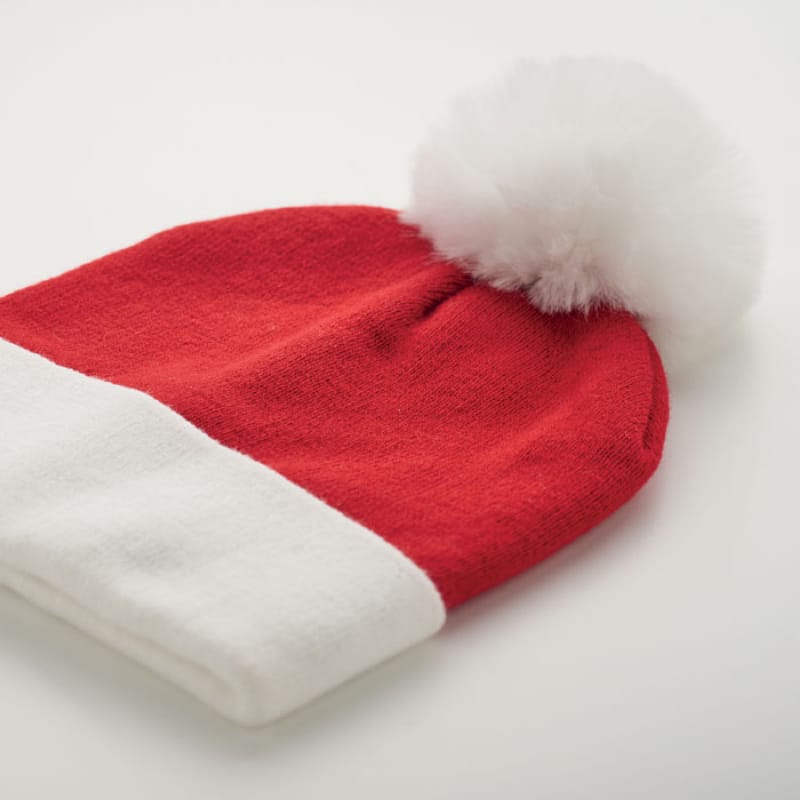 Gorro navideño de punto con puño y borla_1