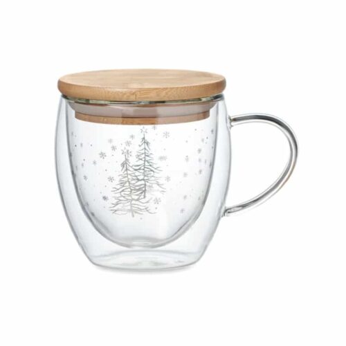 Taza de Borosilicato con Árbol Interior y Tapa de Bambú (220 ml)