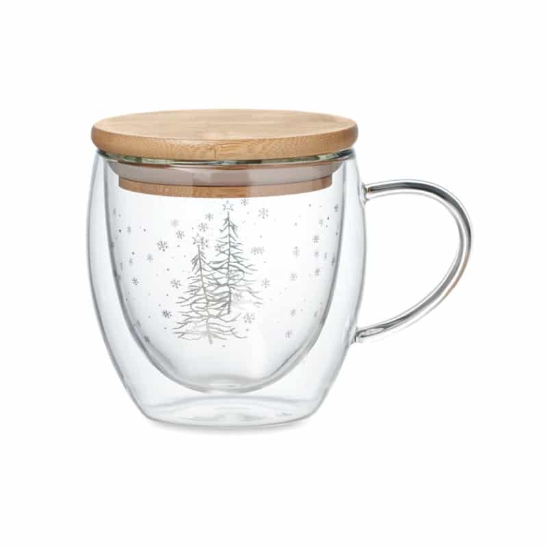 Taza de Borosilicato con Árbol Interior y Tapa de Bambú (220 ml)