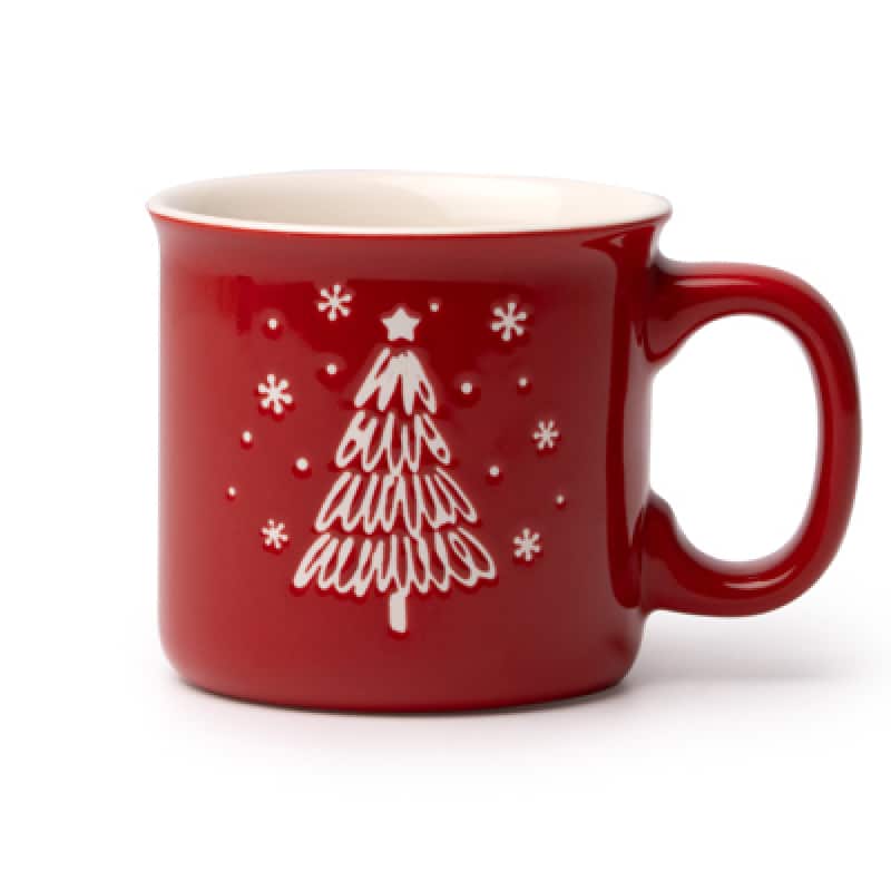 Taza de Cerámica con Diseño Árbol de Navidad Grabado en Bajo Relieve 280 ml