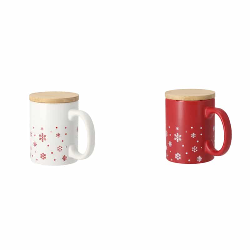 Taza de cerámica navideña con tapadera de bambú 300 ml_2