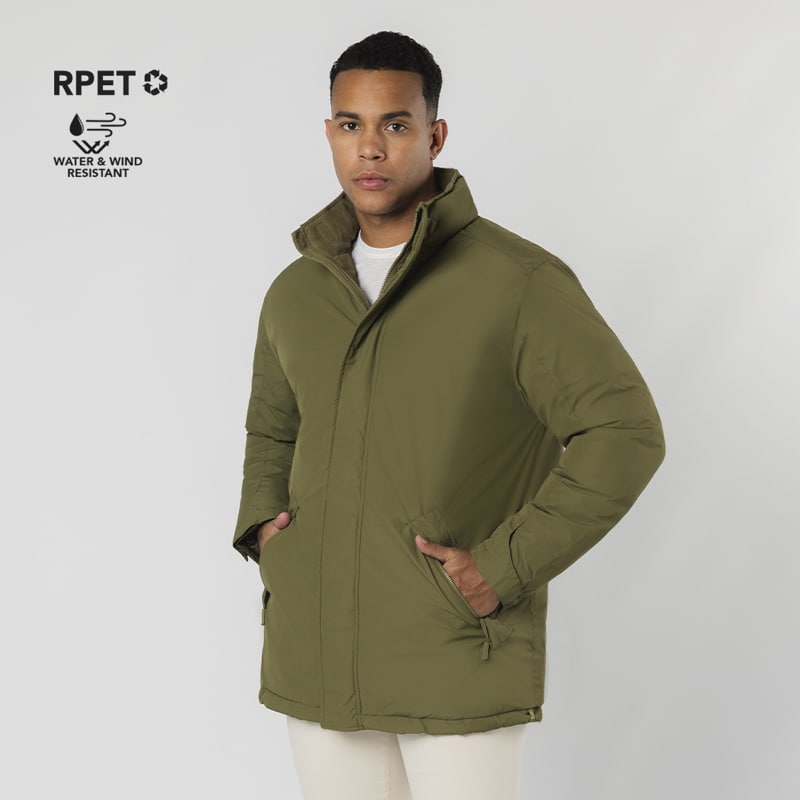 Parka Unisex Acolchada Impermeable RPET con Capucha Plegable_2