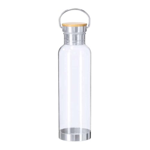 Bidón RPET 800 ml con Asa Metálica y Tapa de Bambú
