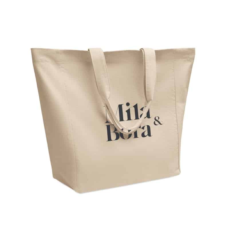 Bolsa Tote de Algodón con Fuelle y Asas Cortas_1