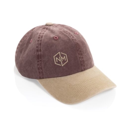 Gorra de Béisbol 6 Paneles Bicolor en Algodón 100% Reciclado 270 g:m² con Acabado Lavado