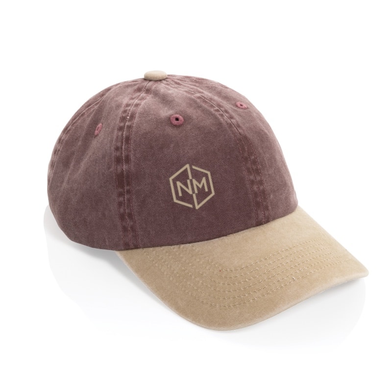 Gorra de Béisbol 6 Paneles Bicolor en Algodón 100% Reciclado 270 g:m² con Acabado Lavado