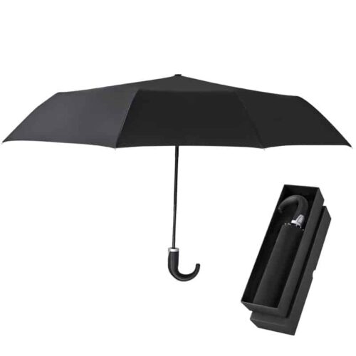 Paraguas Plegable 102 cm Pongee 190T Antiviento Mango Efecto Cuero
